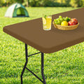 homing Rectangle Table Cloth Cover, Water-Resistant Polyester Elastic Fitted Tablecloth, Fits for 6 Foot Folding Tables, Washable Table Protector for Picnic, Camping, Outdoor (Brown, 30" x 72")