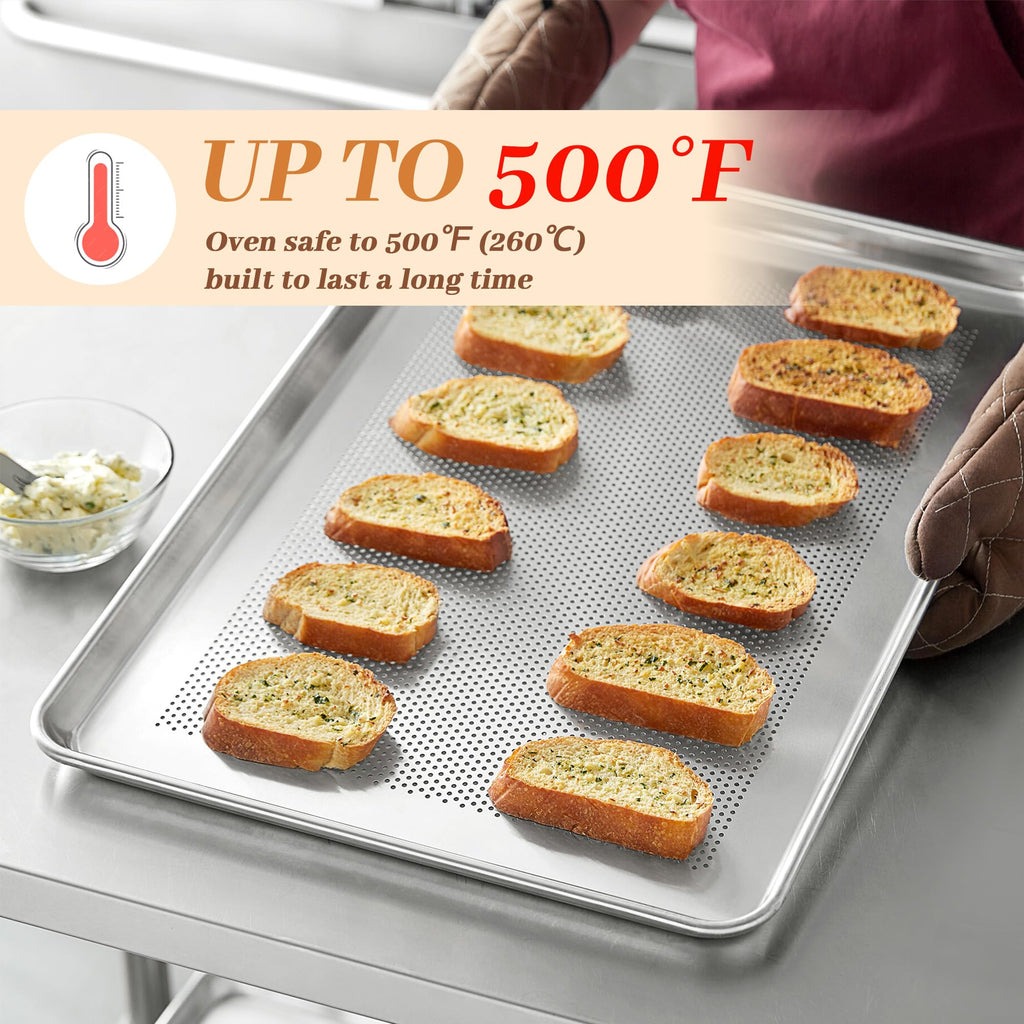 STEELUS 6 Pack Perforated Half Size Aluminum Baking Sheet Pans, 18"x13"