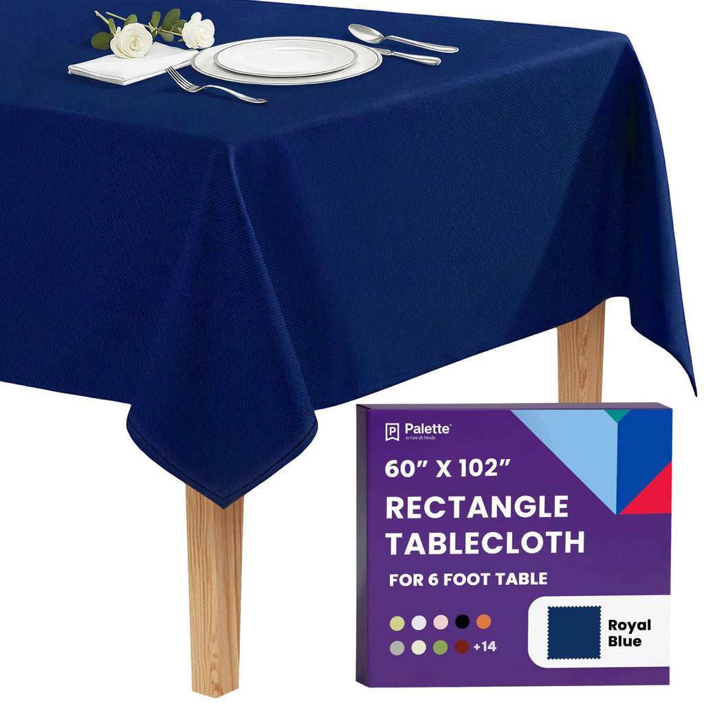 Gee Di Moda Rectangle Tablecloth - 60 x 102 Inch White Table Cloth for 6 Foot Rectangle Tables - Heavy Duty Washable Fabric - for Holiday Party, Dinner, Weddings, Baby Shower & Events