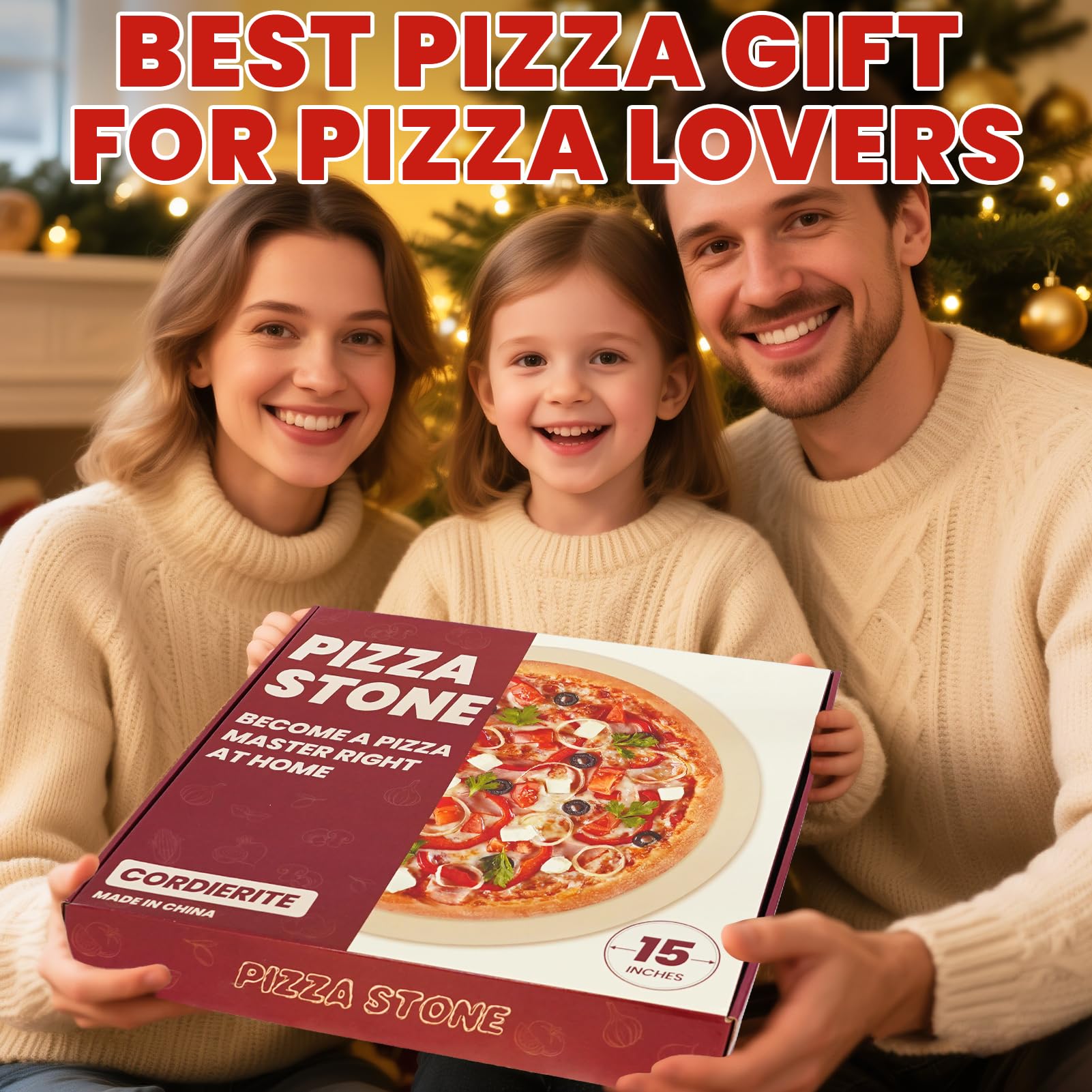 GOOD GAIN Pizza Stone for Oven Grill - 15'' Round Baking Stone for Bread, Pies | Cordierite Oven Stones for Cooking | Indoor,Outdoor | Durable, Heat Shock Resistant (White)