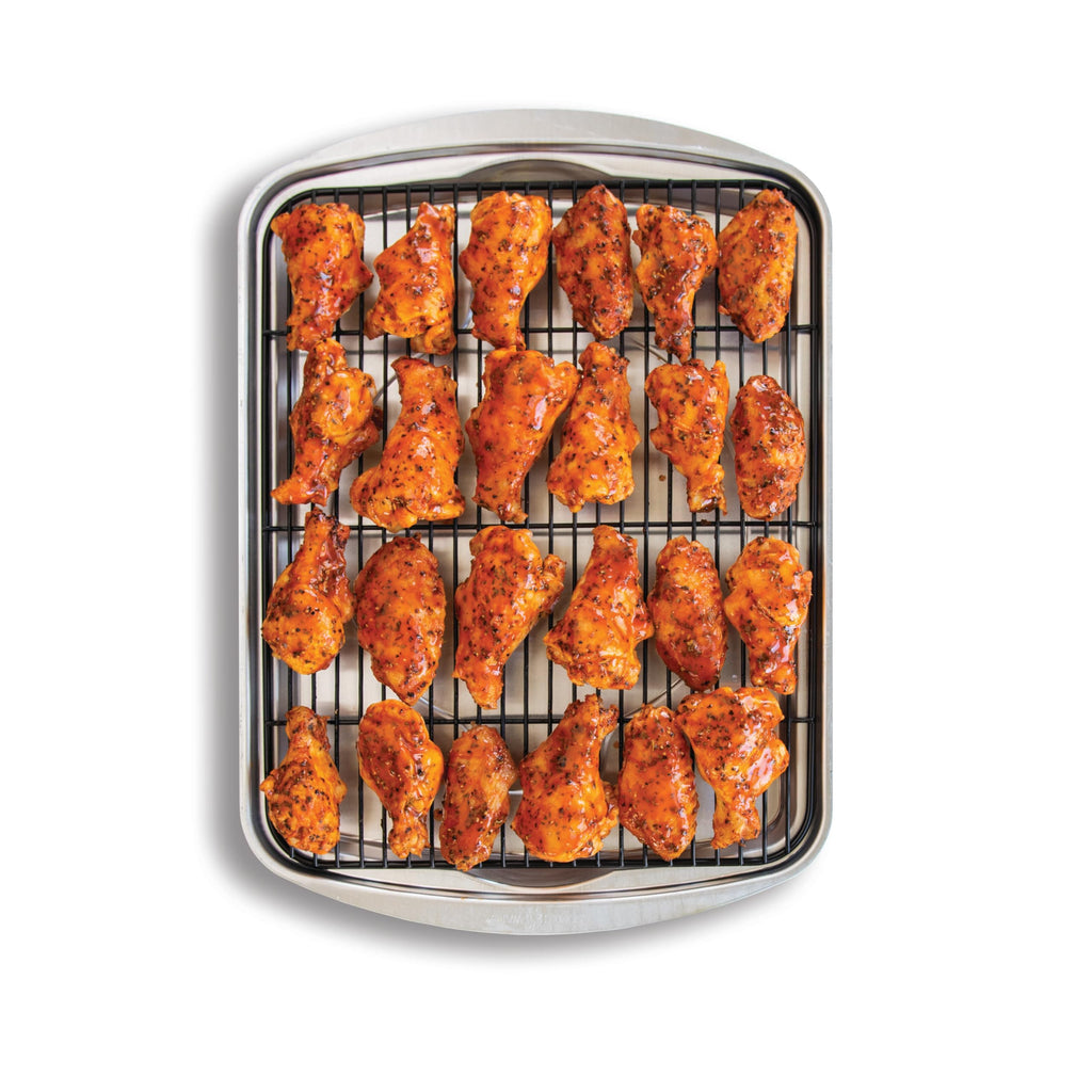Nordic Ware High-Sided Half Sheet Oven Crisping Baking Tray with Rack, Natural Nonstick Aluminum For Air Frying, Crisping, Broiling, Baking; Cooking Surface 17.9 x 12.9 x 2 inches