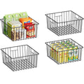 X-cosrack Metal Wire Baskets for Pantry Organization and Storage Freezer Organizer Bins with Handles 4 Pack-12"x12"x6" Extra Large Mesh Bin for Pantry Kitchen Laundry Closet Garage Patent Design