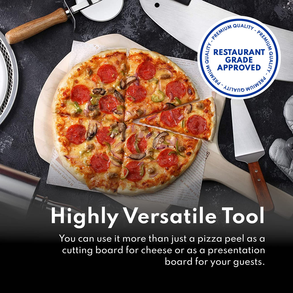 New Star Foodservice 50226 Restaurant-Grade Wooden Pizza Peel, 14" L x 12" W Plate, with 8" L Wooden Handle, 22" Overall Length