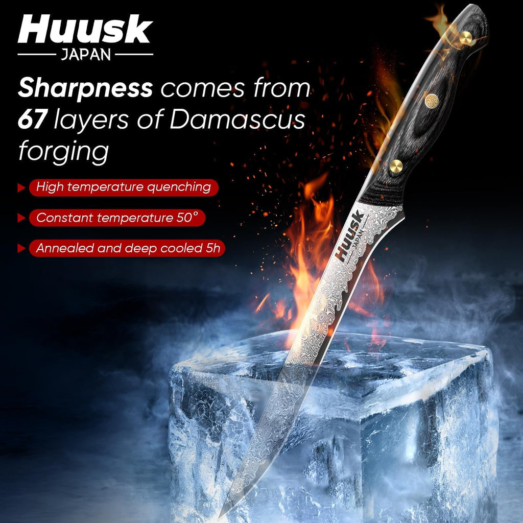 Huusk Damascus Boning Knife 8 inch Brisket Trimming Knives