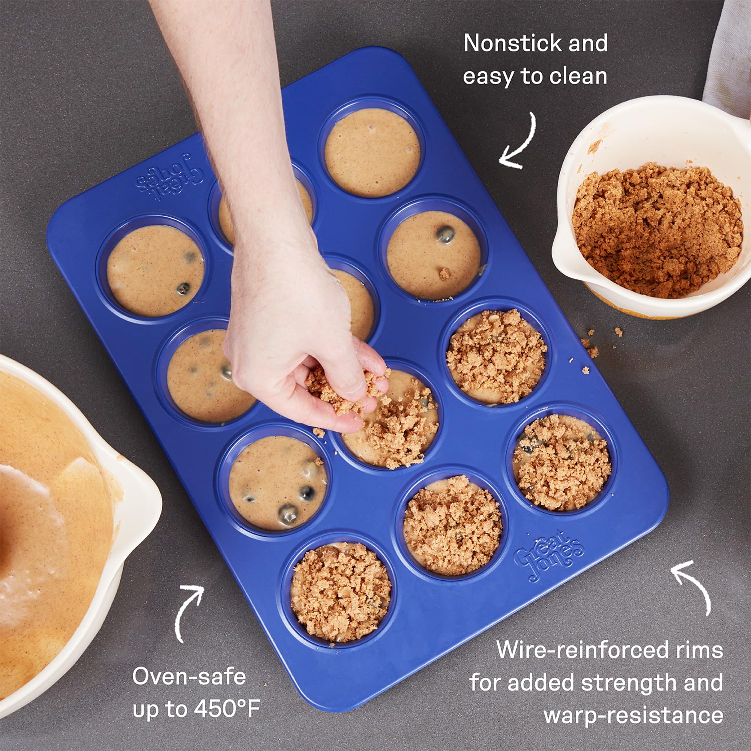 Great Jones Nonstick 12-Cup Muffin Pan (Raspberry) | Non Toxic