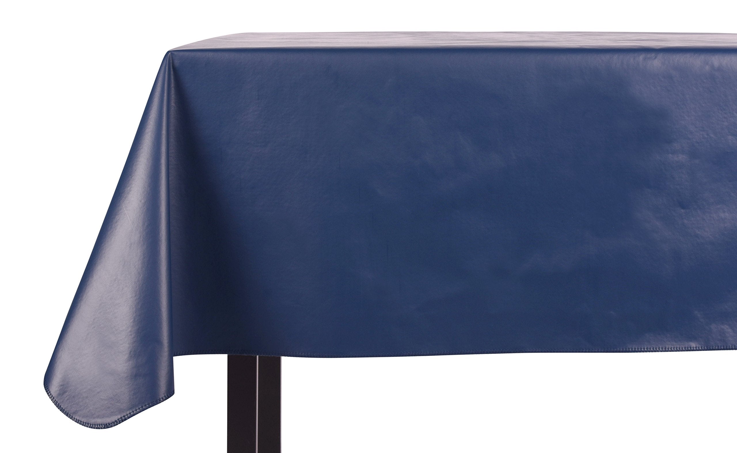 Yourtablecloth Heavy Duty Vinyl Rectangle or Square Tablecloth – 6 Gauge Heavy Duty Tablecloth – Flannel Backed – Wipeable Tablecloth 52 x 90 Navy