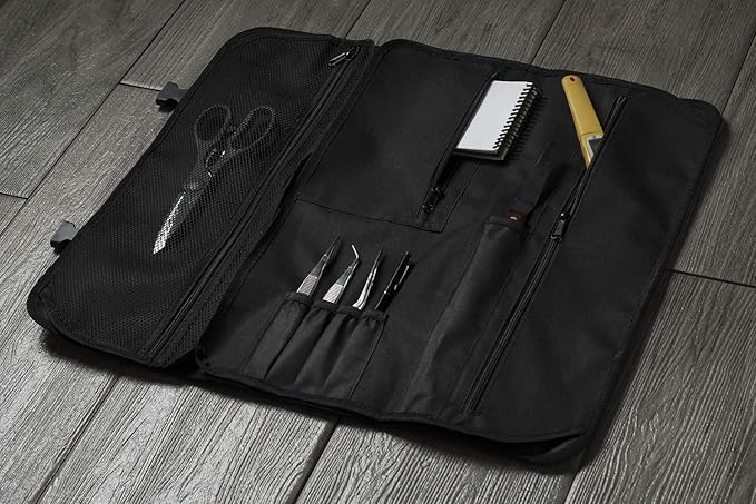 Asaya Chef Knife Roll Bag - 20 Total Pockets for Knives and Kitchen Utensils - Made with Stain Resistant Waxed Nylon - For Chefs and Culinary Students - Knives Not Included(Blue)