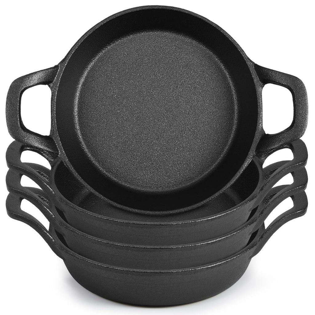 Ziliny 6 Pack Mini Cast Iron Skillets 6.3 x 6.3 x 1.5 Inch Pan Ramekin Set