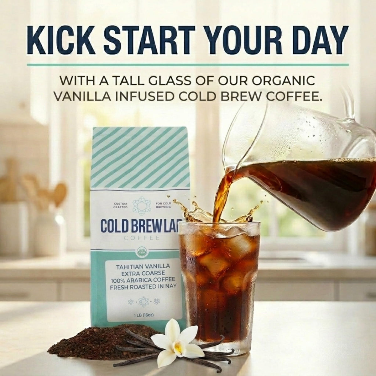 Cold Brew Organic Coarse Ground Flavored Coffee, Chocolate Mocha Flavor, Dark Roast, Colombian Supremo, Coarse Grind for Cold Brew Coffee & French Press, 1 LB