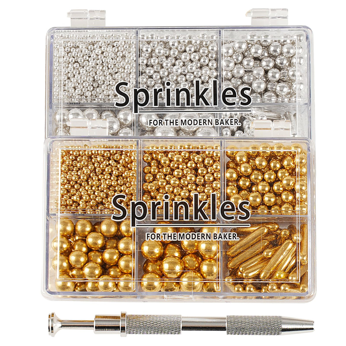Kasvan Green Mix Sugar Sprinkles - Edible Candy Pearls with 4-Claw Sprinkle Pen,118g/4.16 Oz, Gift Box Pack, Baking Cake Decorations, Ice Cream Toppings and Cookie Decorating (Green)