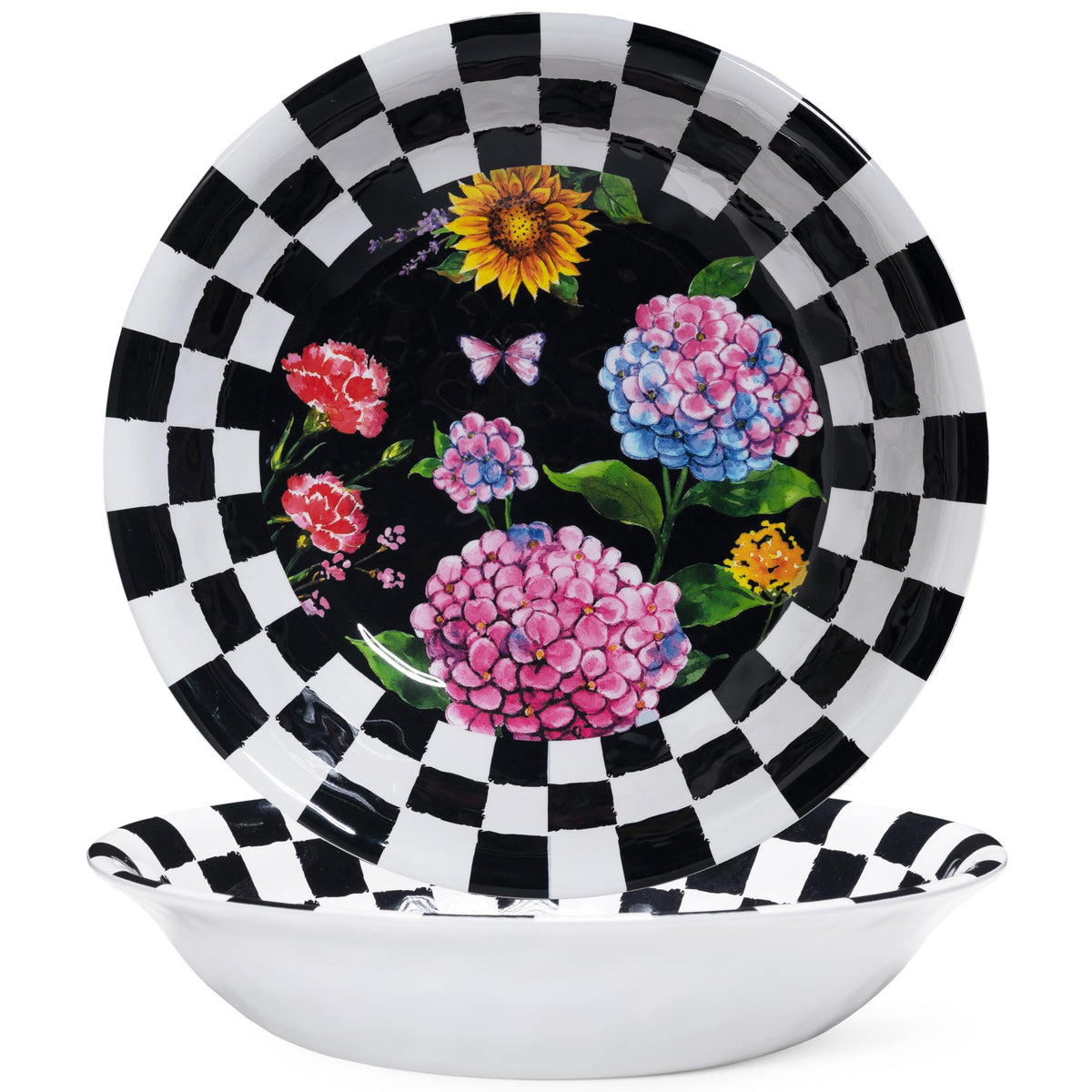 LEHAHA Extra larger Melamine serving bowl set, Coastal 13.75 Inch 130 Oz Large Fruit Bowl, Pasta Bowl, Set of 2, Serving Dishes for Entertaining, Vibrant Color Large Bowl for Party…
