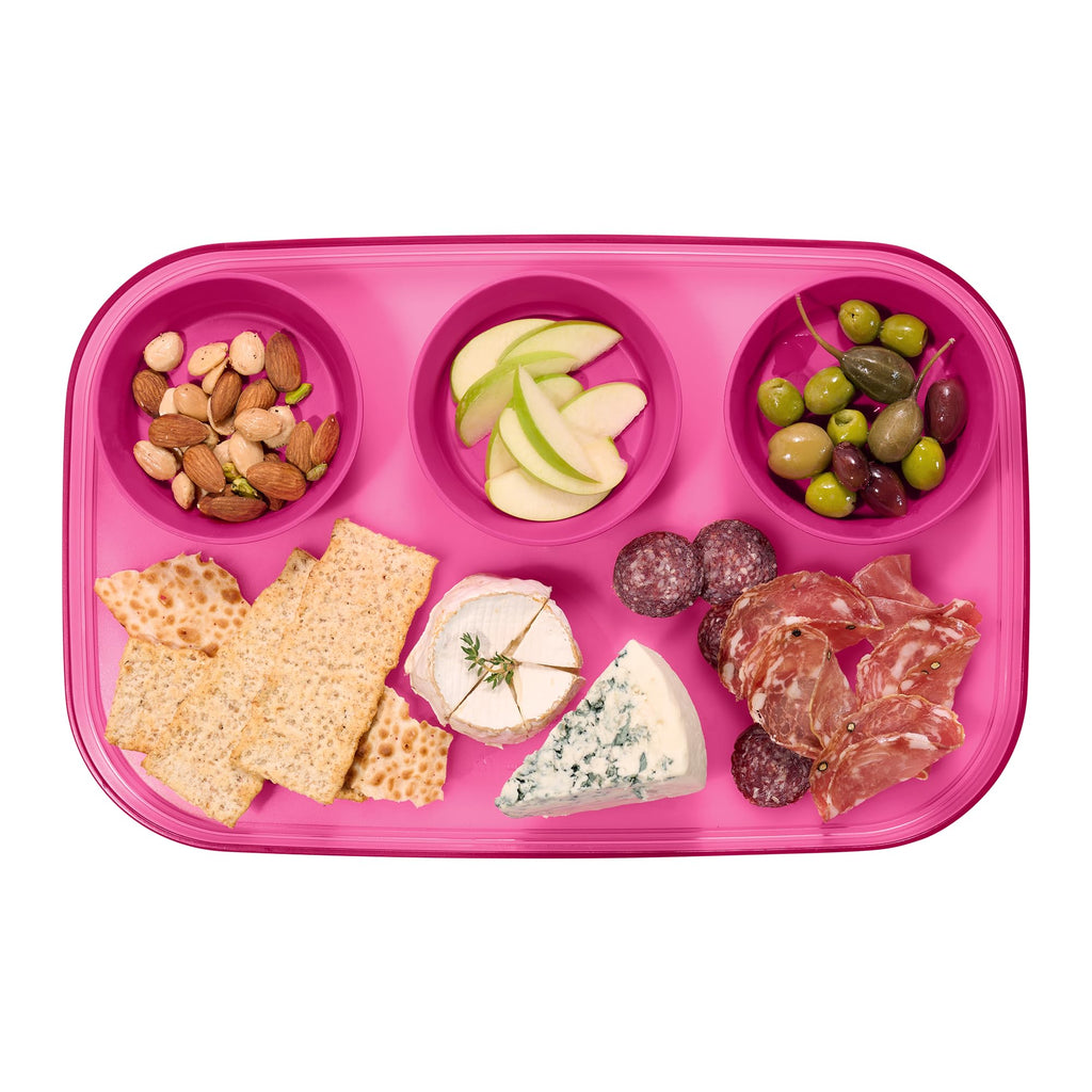 madesmart dipware 3 Bowl Serving Tray, Stackable & Removable Dip Bowls for Charcuterie, Guacomole, Snacks, Veggies, Premium Dishwasher & Microwave Safe, Multipurpose Plate & Bowl, Olive