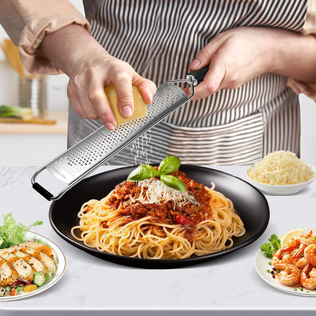 JVVFUU Premium Lemon Zester & Cheese Grater,Stainless Steel (Black)