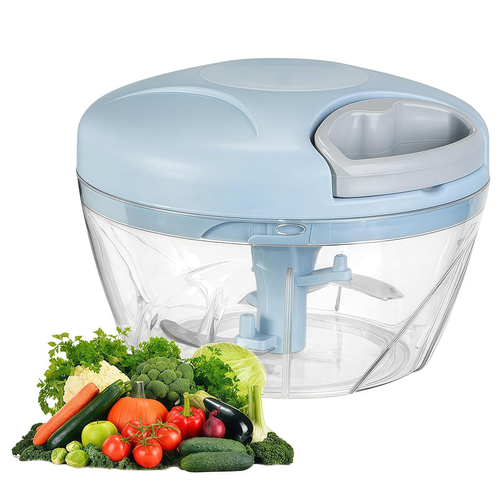 Manual Food Processor Vegetable Chopper,‌ Portable Hand Pull String Garlic Mincer Onion Cutter for Veggies, Suitable for Vegetables, Ginger, Garlic, Fruits, Onion, Potato, Salad (Green 500 ml)