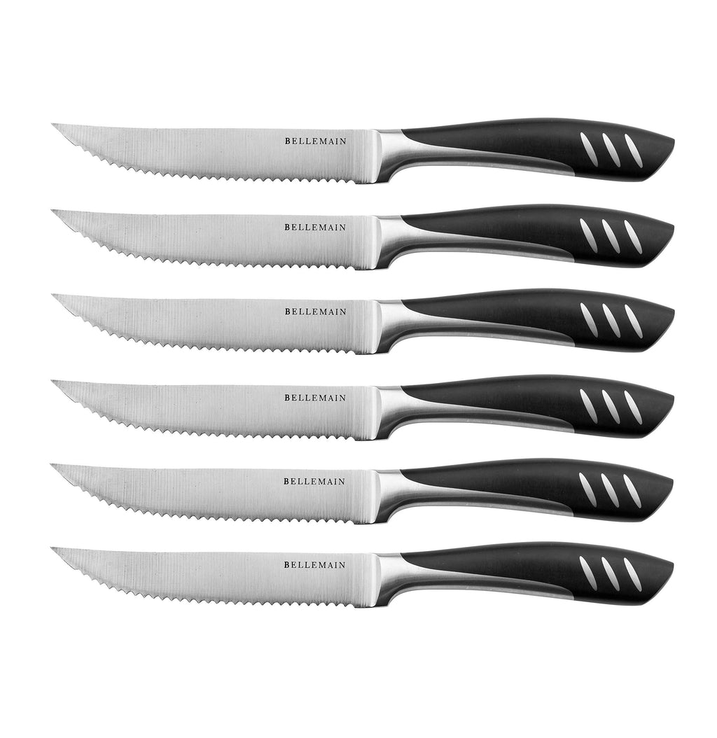 Bellemain Steak Knife Set of 8, Serrated Stainless Steel, Dishwasher Safe