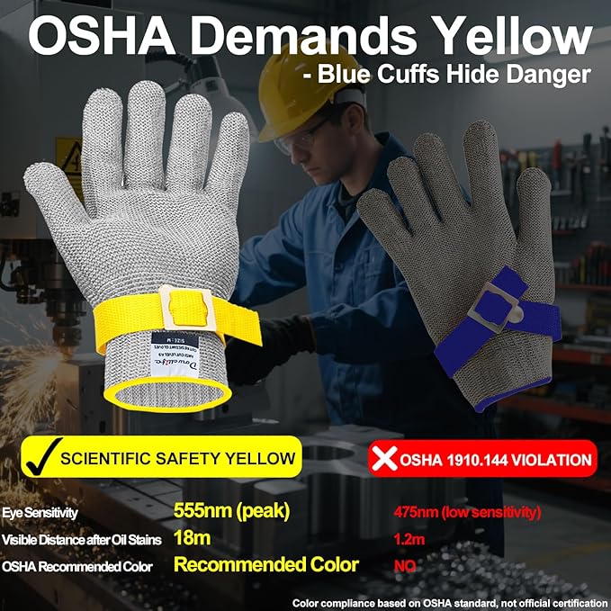 Dowellife Comfortable ANSI A9 Cut Resistant Glove Food Grade, Mesh Metal Kithcen Glove for Chef Oyster Shucking Mandoline Knife Butcher Meat Cutting(Medium-3 Pcs)