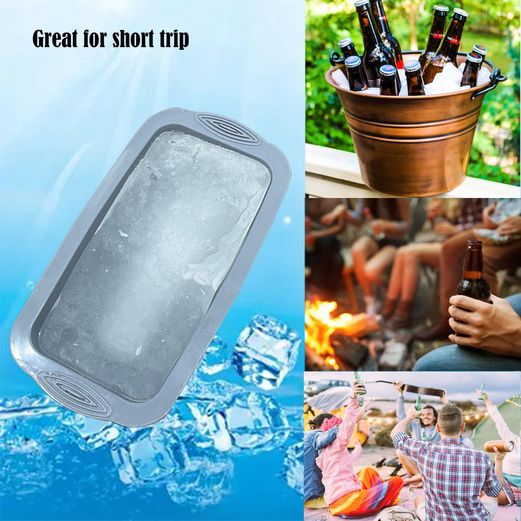 6Pcs Extra Large Ice Block Mold, YINOWON Large Silicone Ice Molds for Ice Bath, Large Ice Cube Molds for Cold Plunge Or Coolers, Ice Tray for Bath (6pcs Gray)
