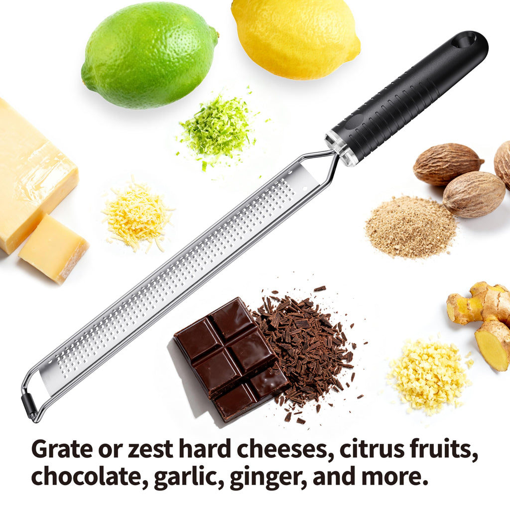 Cheese Grater with Slip-Free Grip, Lemon Zester for Gitrus fruits, Chocolate, Hard Cheeses