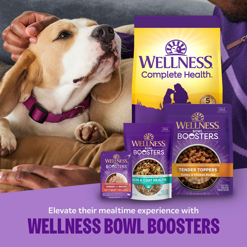 Wellness Bowl Boosters Heart Health Dog Food Topper with Freeze Dried Pieces for Small, Medium, and Large Breeds, Grain Free, Natural, Chicken Recipe, 4 oz Bag