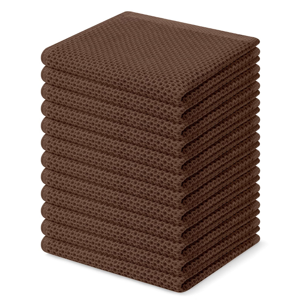 Homaxy 100% Cotton Waffle Weave Kitchen Dish Cloths 12-Pack, Coffee