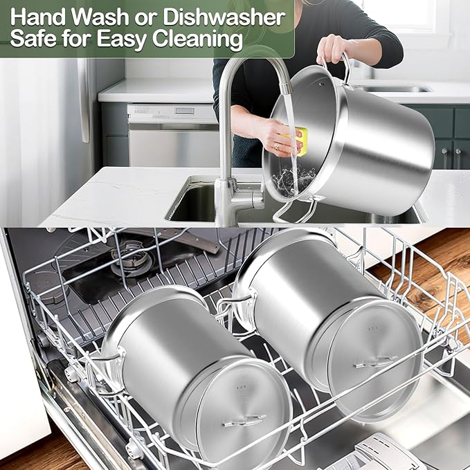 Commercial Grade Large Stock Pot - 75 QT Soup Pot with Lid - Non-Nickel Stainless Steel Stock Pots - Healthy Cookware Polished Stockpots - Heavy Duty Cooking Pots, Cookware Sauce Pots
