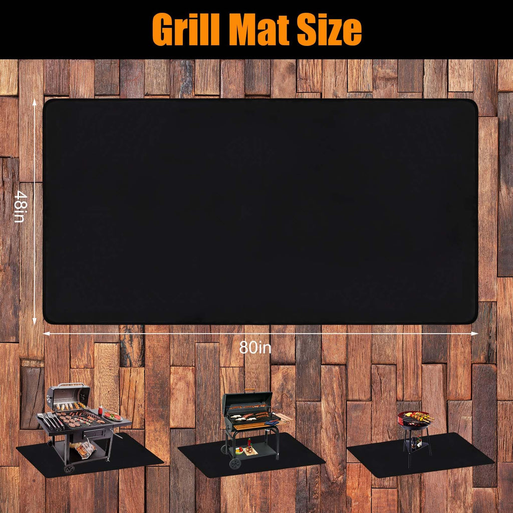 THMINS 80X48 Inches Extra Large Grill Mat for Outdoor Grill - Fireproof Deck and Patio Protector, Waterproof and Oil-Proof Barbecue Grill Mat