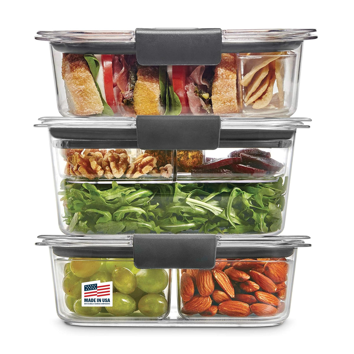 Rubbermaid Brilliance® Round and Rectangular Leak Proof Food Storage Containers, 12 Piece Set