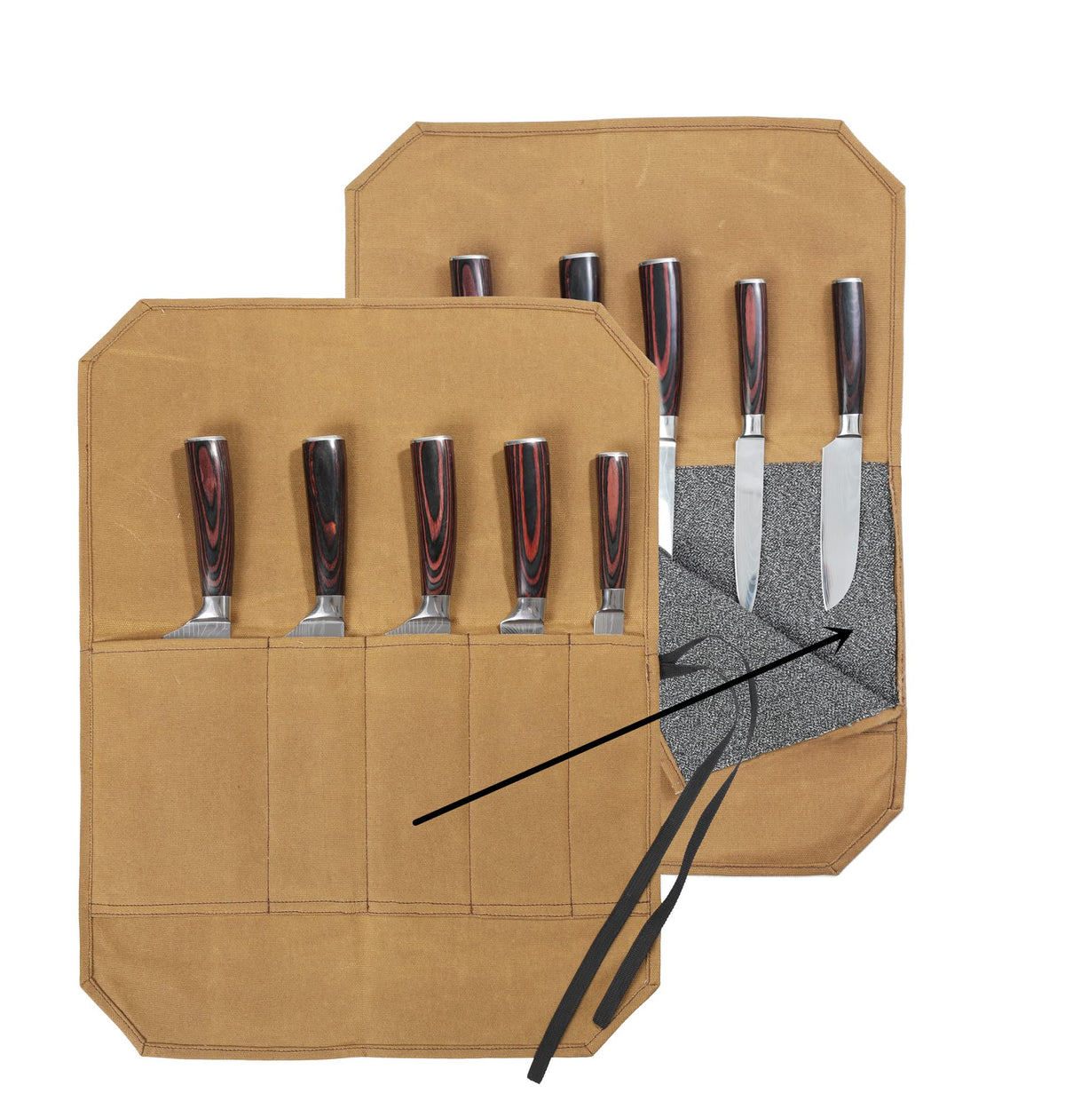 Chef's Knife Bag With 5 Slots, Wax Canvas Knife roll with Professional Anti Cutting Fabric Inside (Blue)