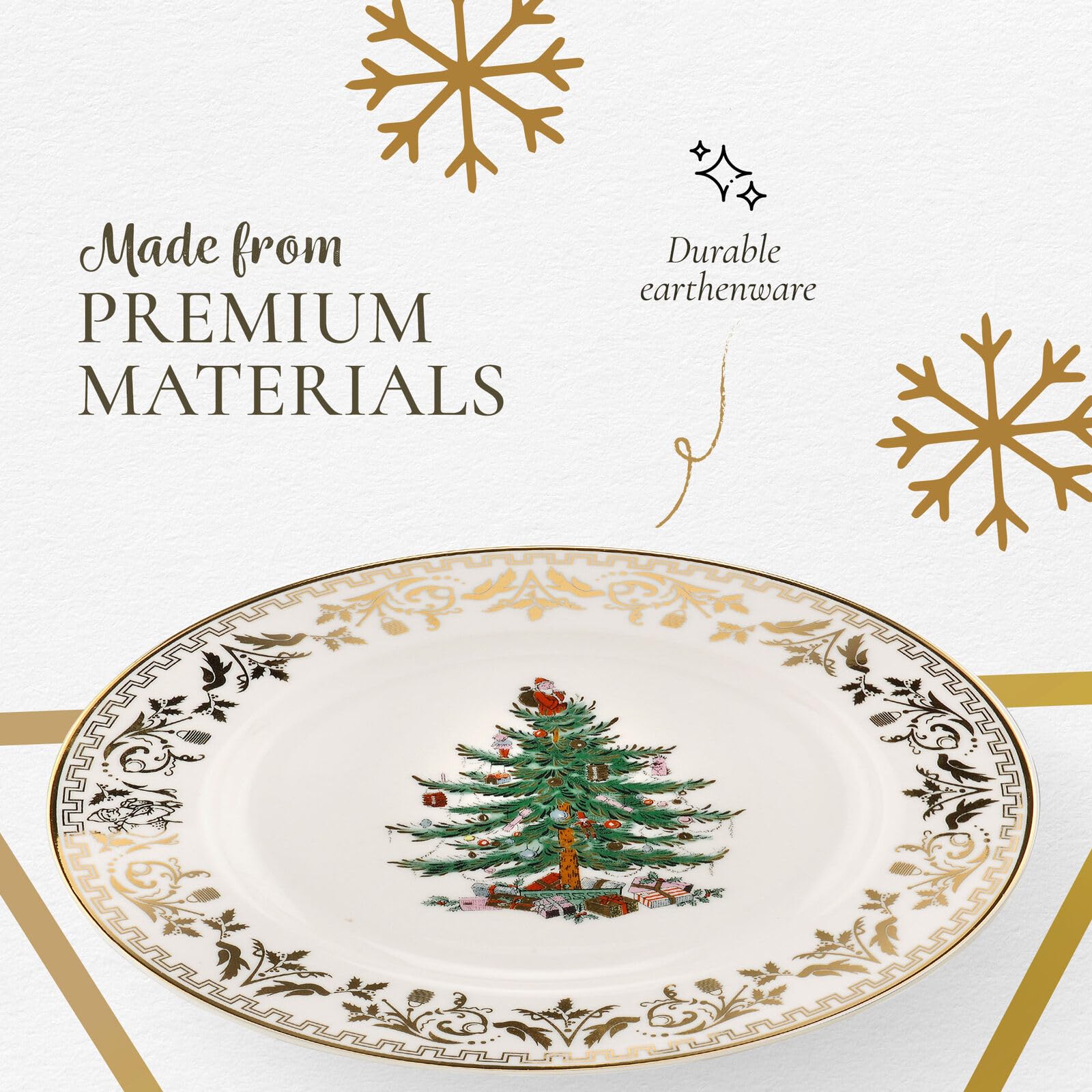 Spode Christmas Tree Gold Salad Plates, Set of 4 - Holiday Dinnerware