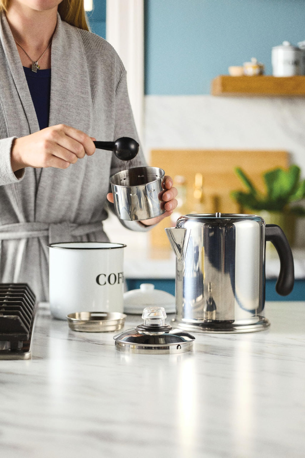 Farberware Classic Stainless Steel Yosemite Percolator Coffee Pot, 8-Cup, Stainless Steel