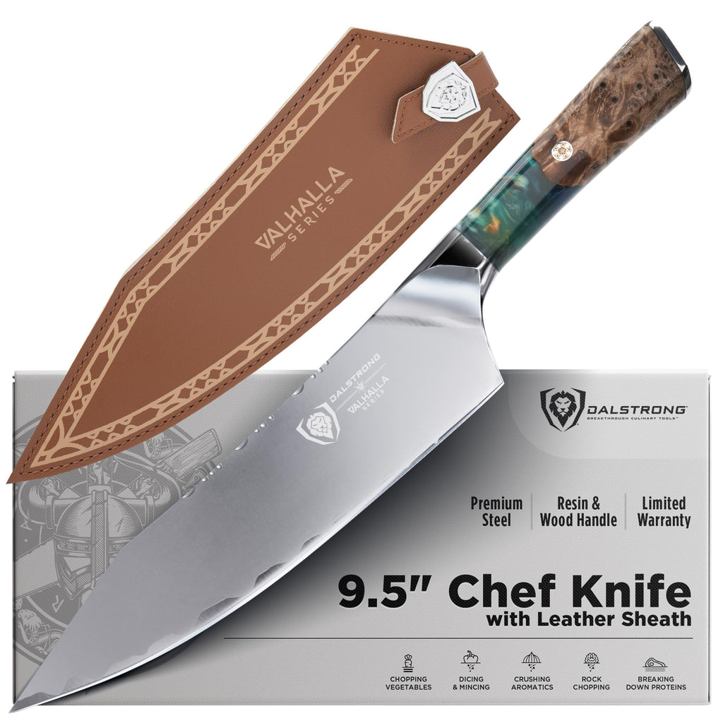 Dalstrong Chef Knife - 8 inch - Valhalla Series - Premium 9CR18MOV HC Steel - Celestial Resin & Wood Handle - Razor Sharp - Kitchen Cooking Chef's Knife - Leather Sheath