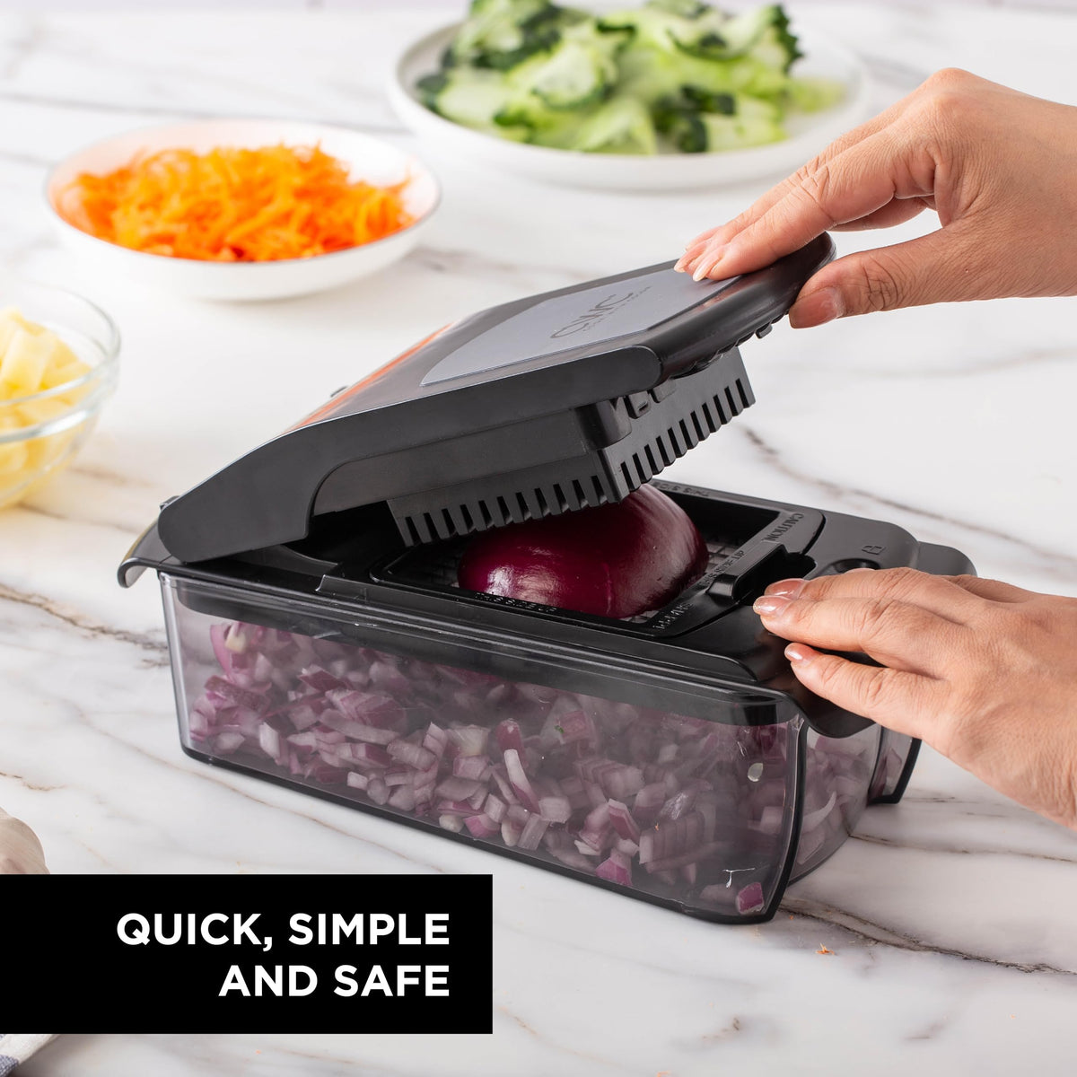 Cook with Color Vegetable Chopper - Multifunctional 11 in 1 Vegetable Chopper with Container - Food Chopper to Dice, Chop, Slice, Julienne and Spiralize, Gray