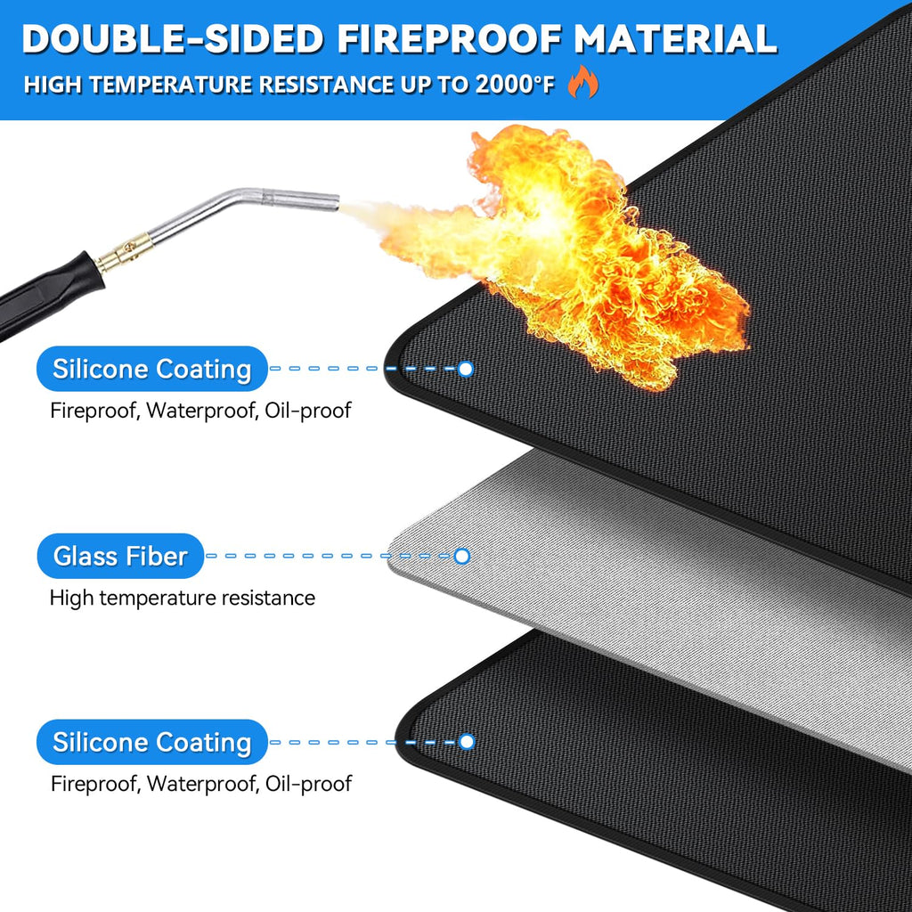 GRIBUDDY 48 x 30 inch Under Grill Mats for Outdoor Grill, Double-Sided Fireproof Deck Patio Protector Mat, Waterproof Oil-Proof BBQ Floor Pad Indoor Fire Pit Fireplace Mat