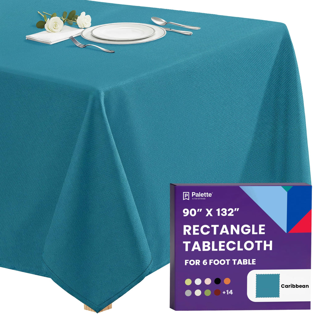 Gee Di Moda Rectangle Tablecloth - 90 x 132 Inch Ivory Table Cloth for 6 Foot Tables with Floor-Length Drop - Heavy Duty Washable Fabric for Holiday Party, Dinner, Weddings & Baby Shower
