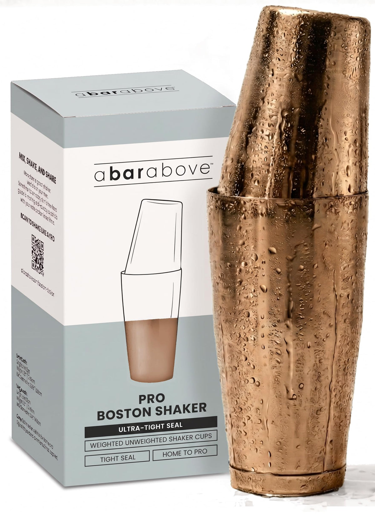 A Bar Above Boston Cocktail Shaker Set, 2 Piece, 18 and 28 Oz Tins, Gold