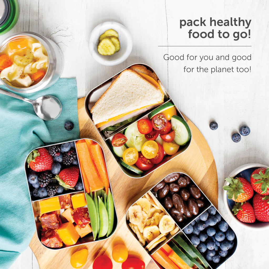 LunchBots Medium Uno Stainless Steel Sandwich Container - Open Design for Wraps - Salads or a Small Meal - Eco-Friendly - Dishwasher Safe and BPA-Free - Pink Dots