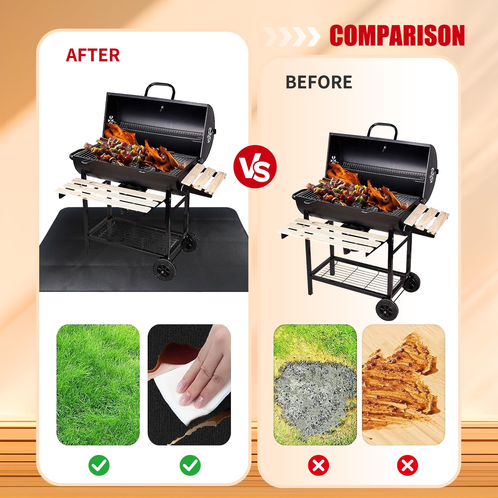 60 x 40 inch Firepit Mat for Outdoor Grill, Fireproof Mats for Under Reusable Oil-Proof Waterproof Grill Mats Repalce BBQ Pad for Deck Patio Grass Fire Pit Accessories for Outside