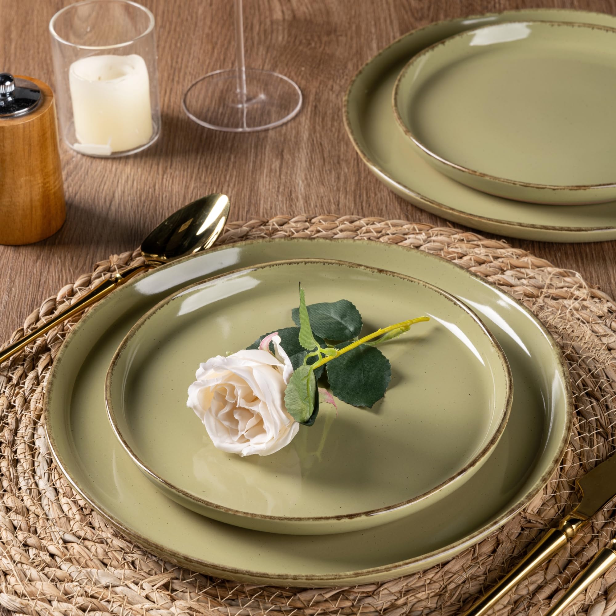AmorArc Dinnerware Sets for 4, 12 Pieces Ceramic Plates and Bowls Set