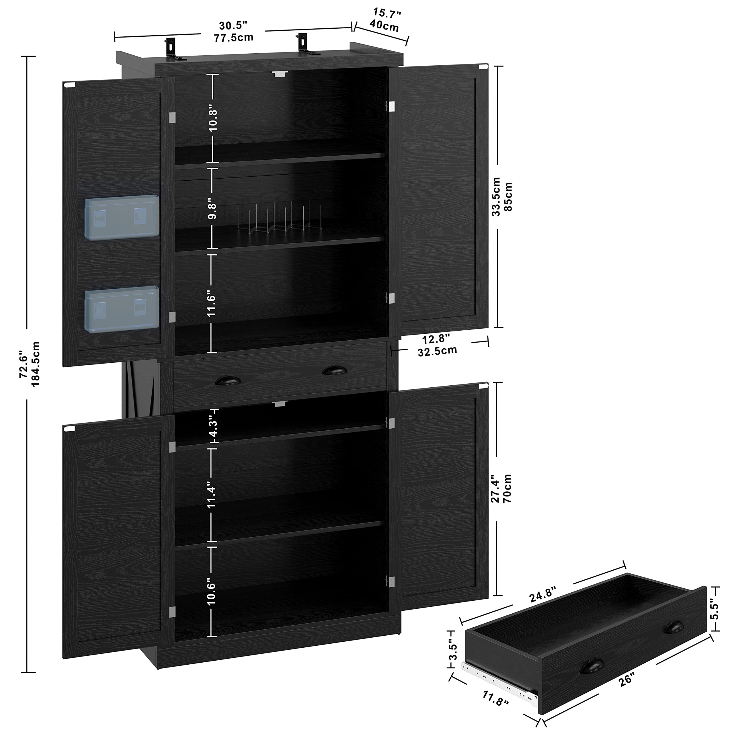 IRONCK Storage Cabinet with Drawers and Doors for Living Room and Entryway