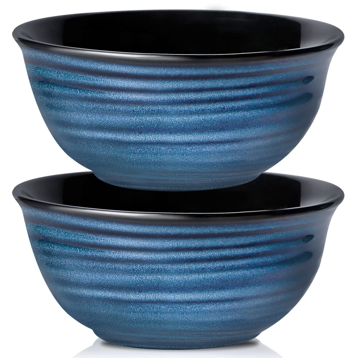 HASENSE Soup Bowls for Kitchen, 40 Ounce Large Cereal Bowls, 7 Inch Ceramic Serving Bowls for Salad Pasta Soup Popcorn, Dishwasher & Microwave Safe, Set of 4(Blue)