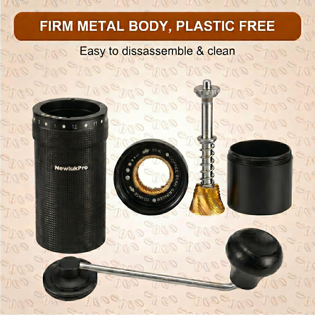 NewlukPro M7 Pro Manual Coffee Grinder,Titanium Conical Burr,35g Capacity