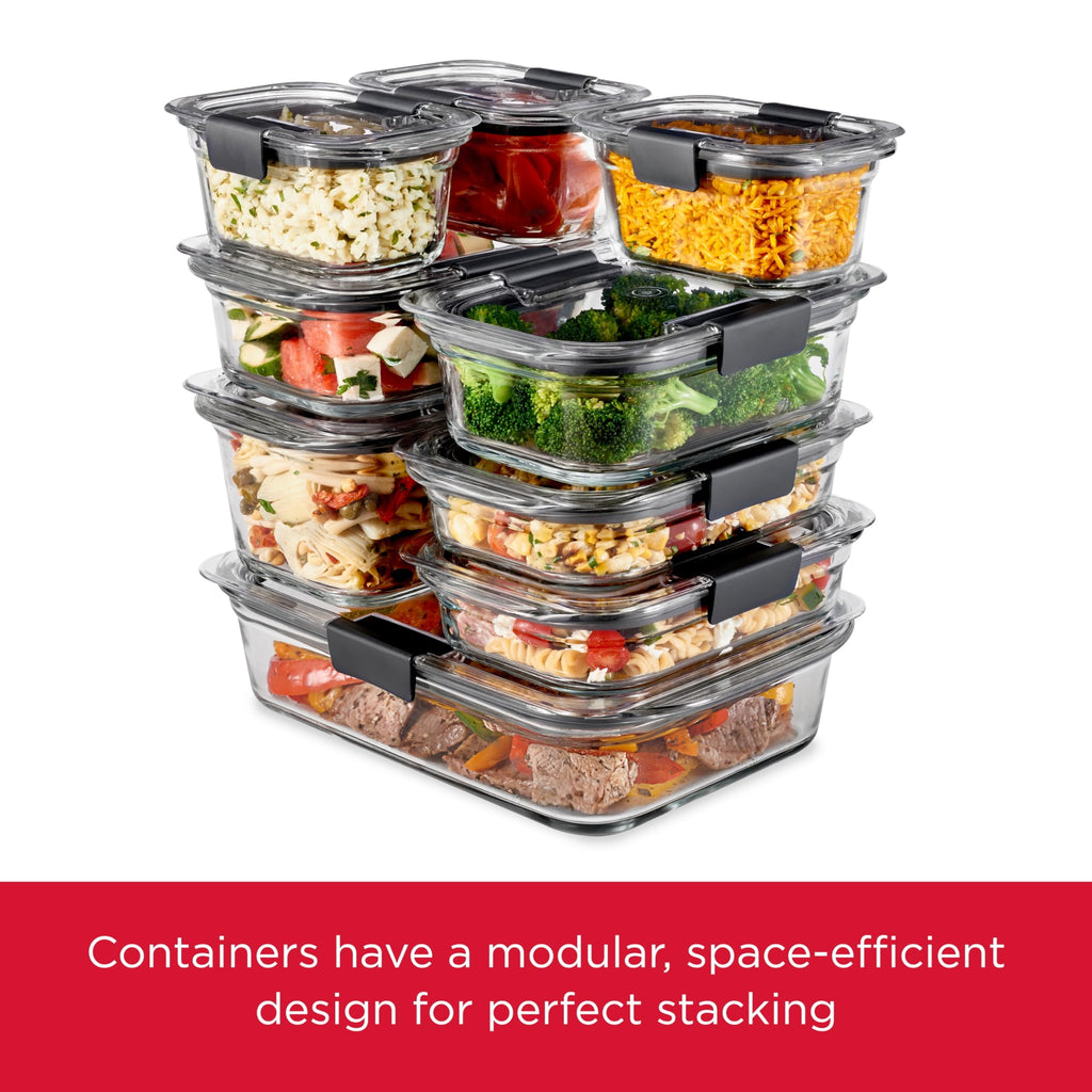 Rubbermaid Brilliance Glass Food Storage Containers, 3.2 Cup, Set of 4, BPA-Free, Leak-Proof, Clear