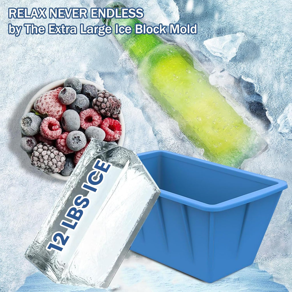 4Pack 48LB Extra Large Ice Cube Molds Silicone Large Ice Cube Molds for Cold Plunge Tub,Reusable Ice Cube Trays for Freezer,Ice Block Molds for Home Ice Baths,Cold Plunge Accessories (12LB-Blue-4Pack)