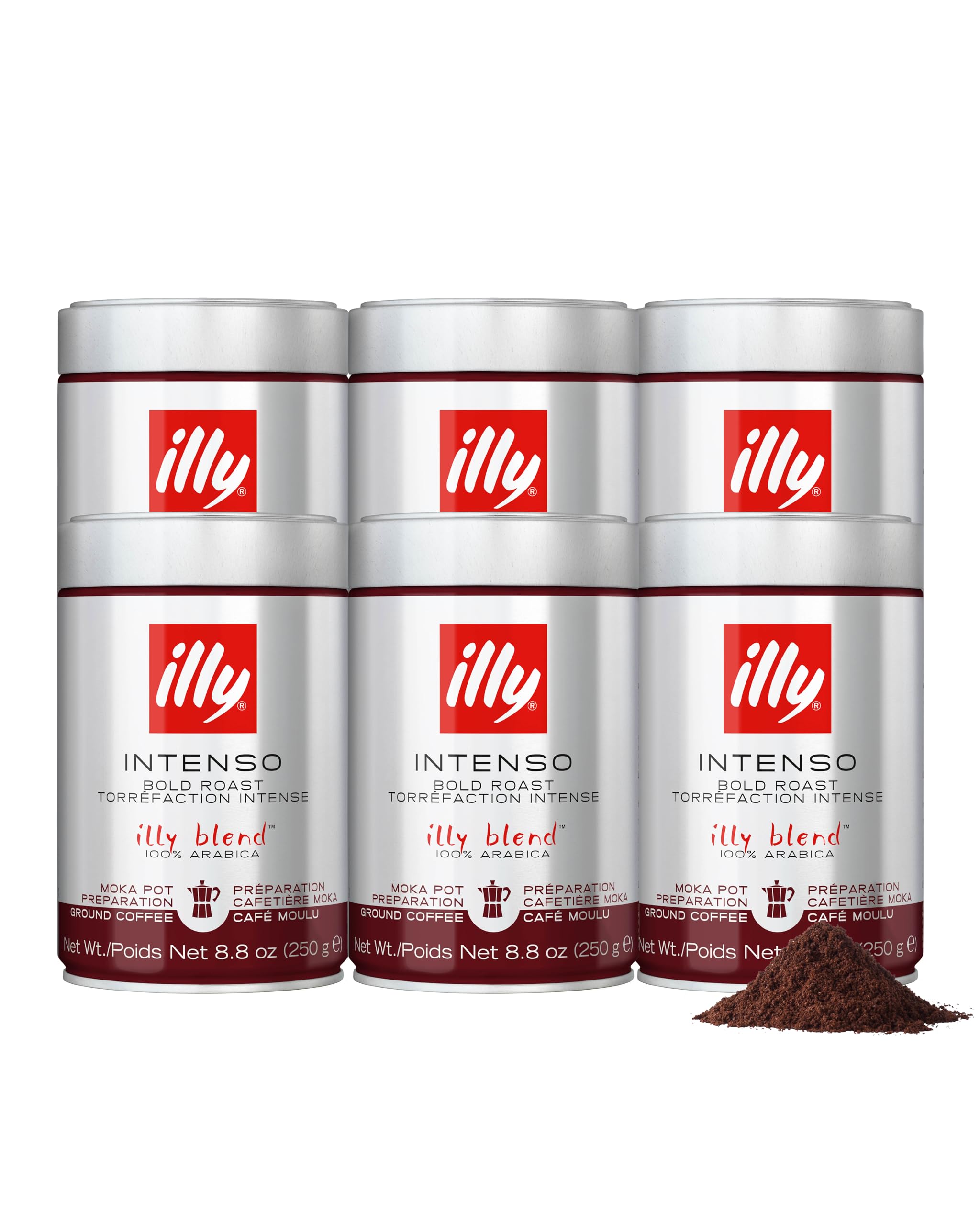 illy Intenso Ground Espresso Coffee, Intense, Robust and Full Flavored With Notes of Deep Cocoa, 100% Arabica Coffee, No Preservatives