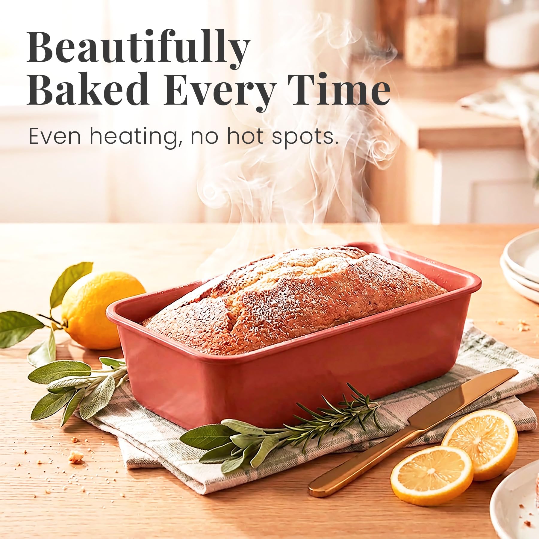 Larder & Vine 8-Piece Stackable Bakeware Set, Ceramic-Coated Nonstick Baking Pan Set, Non-Toxic, with Baking Sheets, Muffin Pan, Loaf Pan & Cake Pans, Cabernet