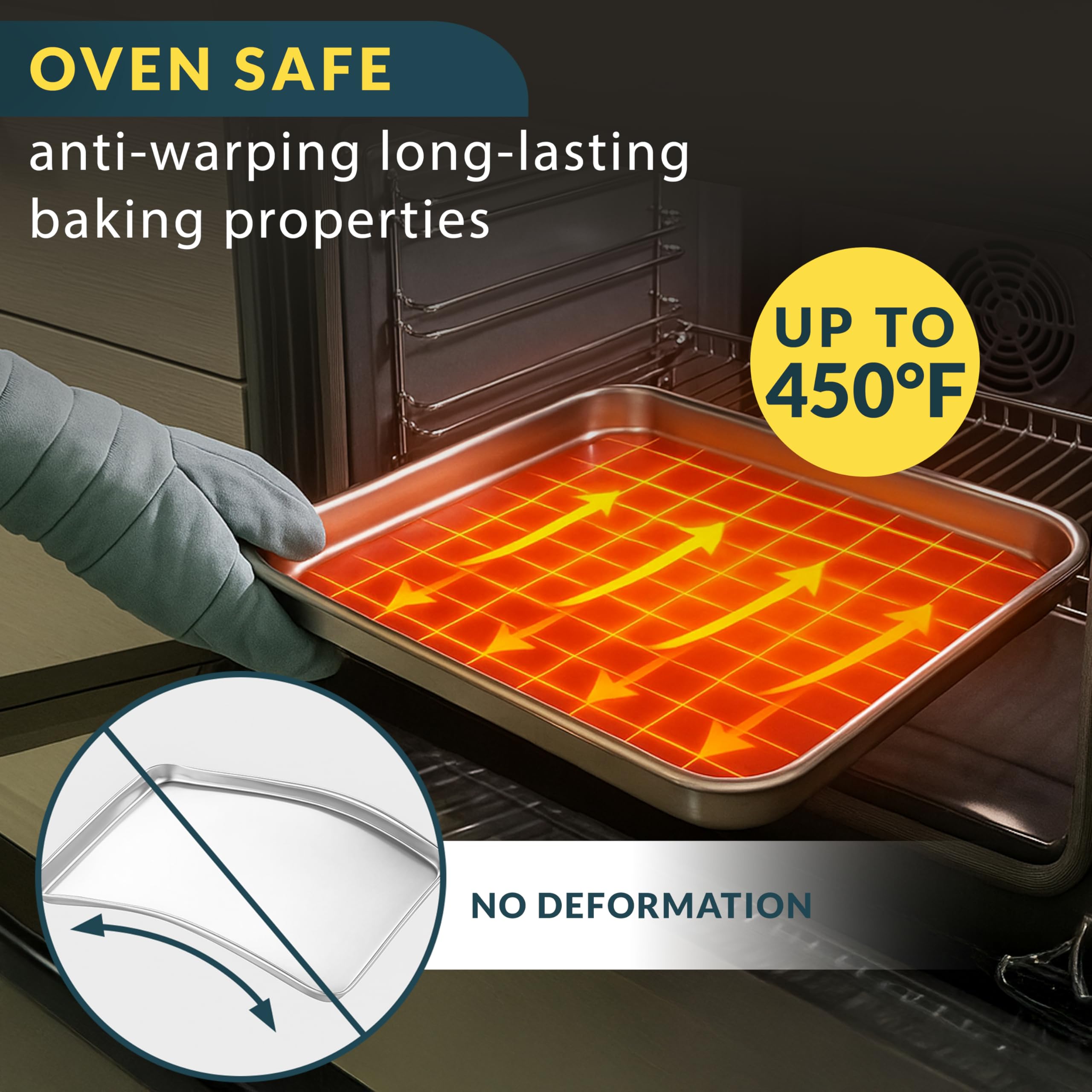 Stainless Steel Cookie Sheet Set of 3, 9/12/16" Baking Sheet Pans