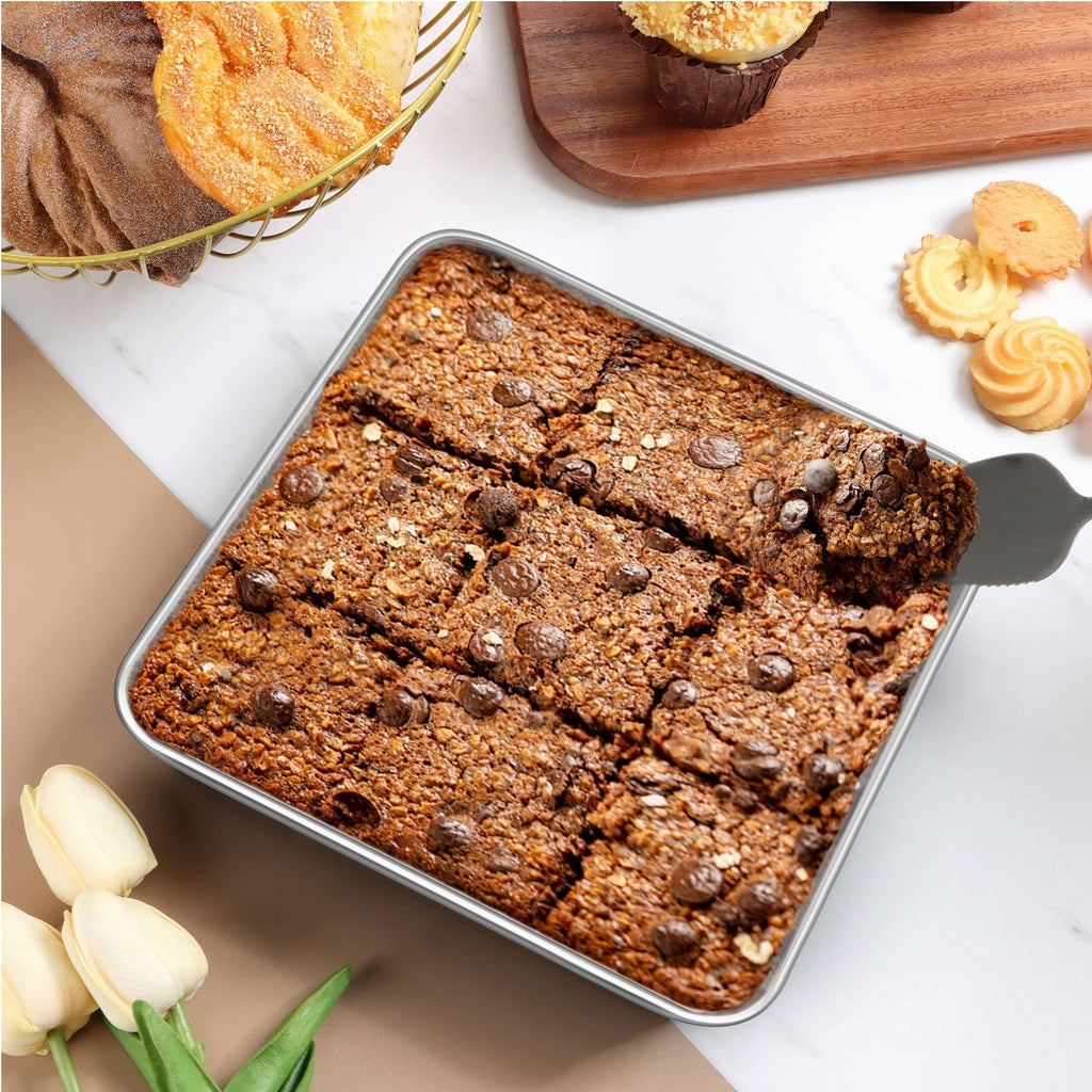 LIANYU 6 Inch Square Baking Cake Pan, Stainless Steel Lasagna Brownie Bread Pan, Perfect for Birthday Party Wedding, Oven & Dishwasher Safe