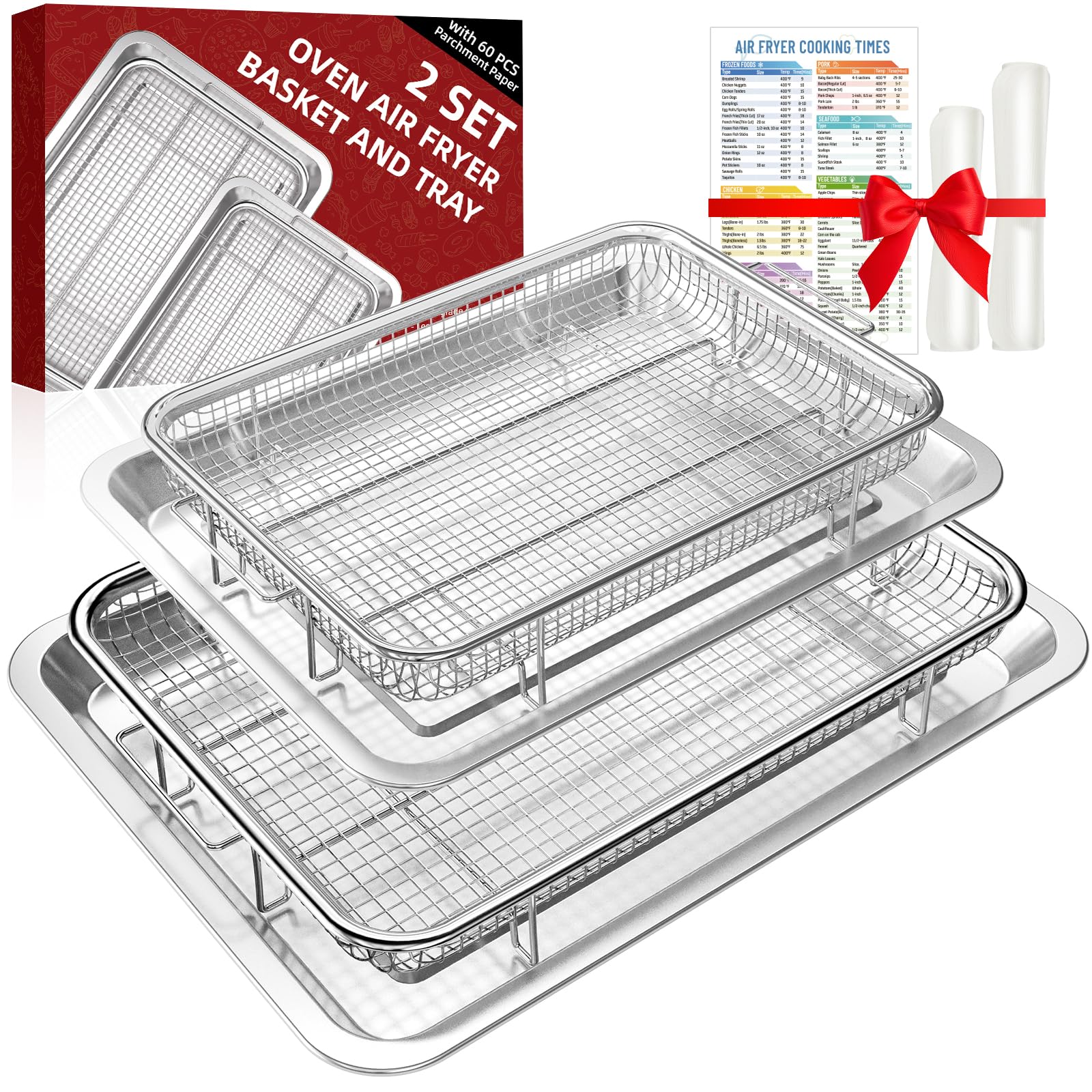 Air Fryer Basket for Oven,Oven Air Fryer Basket and Tray with Cooking Guide