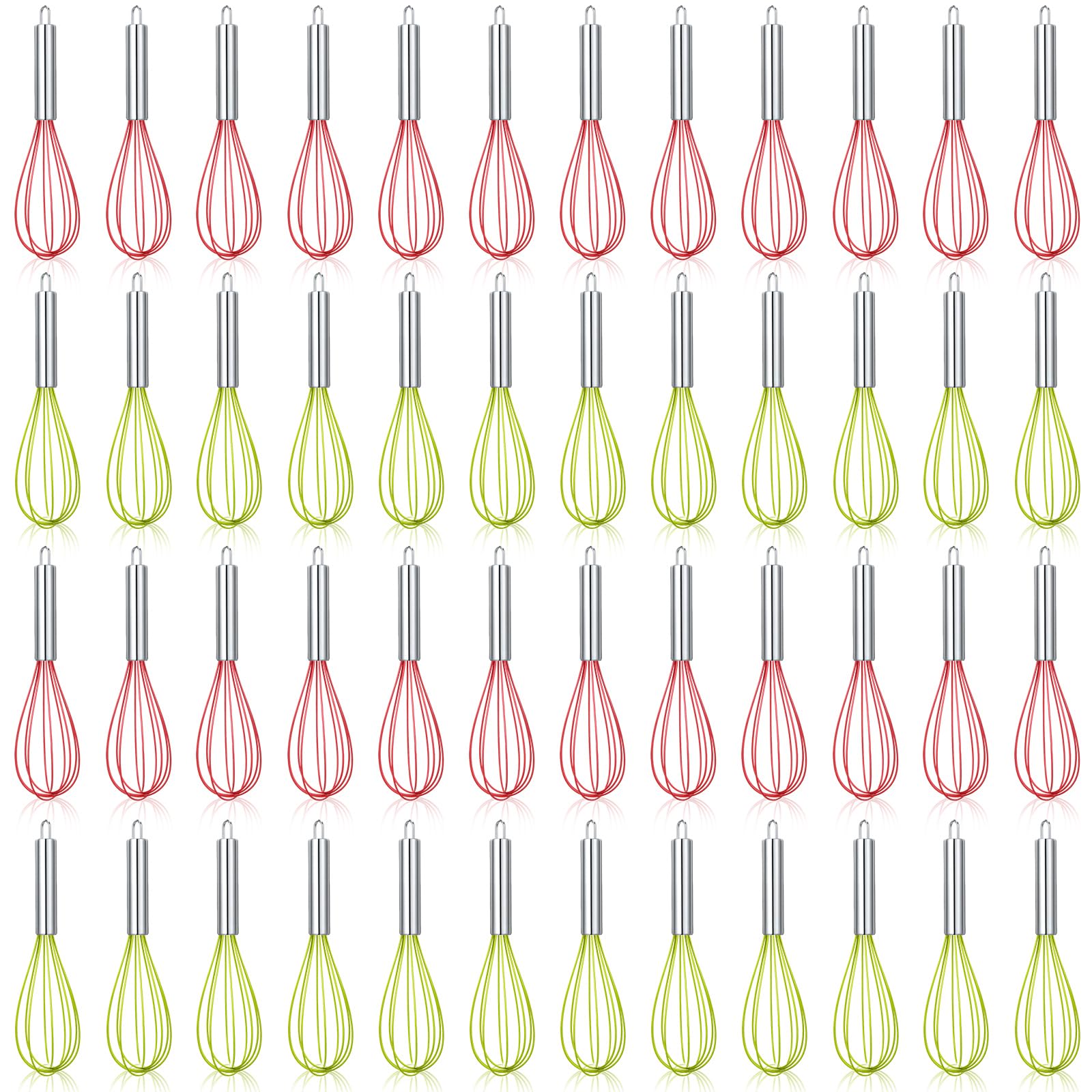FoldTier 48 Sets 10 Inch Whisks Bulk DIY Fillable Whisk Gifts Colored Silicone Whisks for Cooking Heat Resistant Egg Beaters for Candy Holder Party Favors