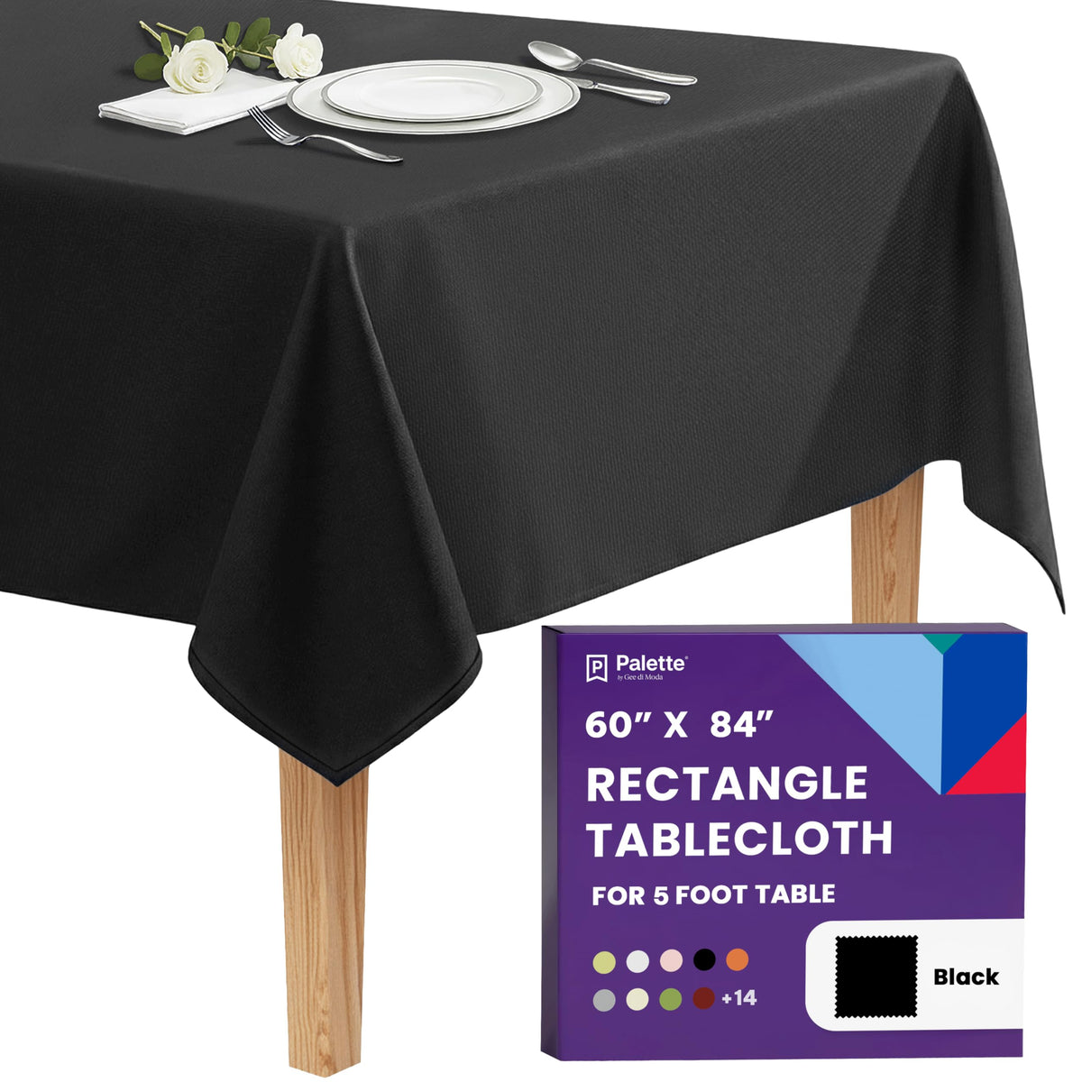 Gee Di Moda Rectangle Tablecloth - 60 x 84 Inch Lavender Table Cloth for 5 Foot Rectangle Tables - Heavy Duty Washable Fabric - for Holiday Party, Dinner, Weddings, Baby Shower & Events